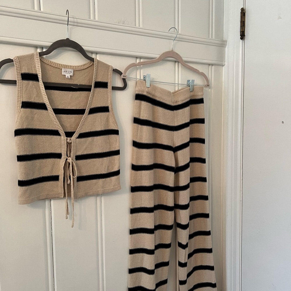 Le Lis Tan and Black Wide Leg Pants